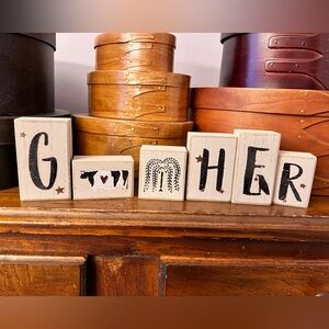 Rustic Wooden Block Decor Set